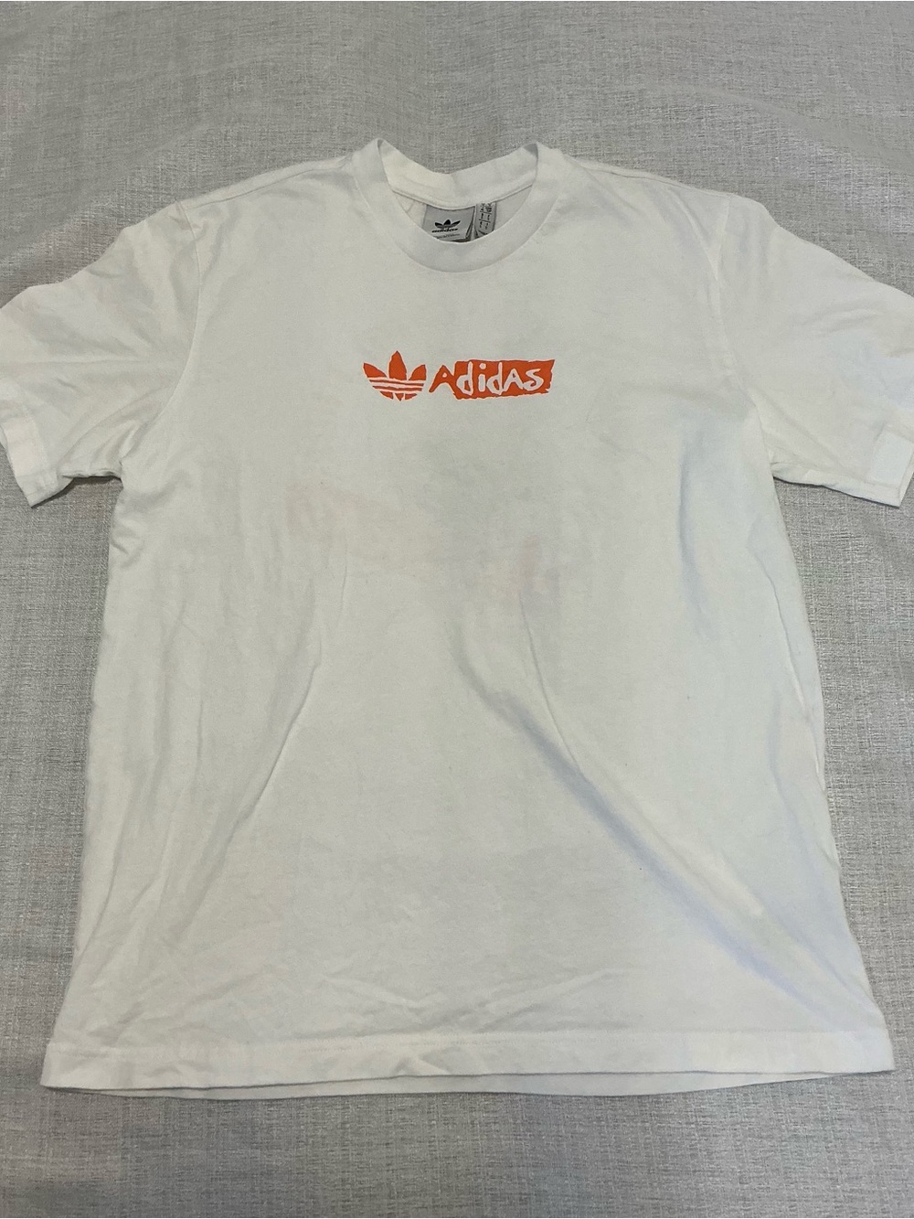 adidas Originals Men’s Graphic T Shirt White Red Trefoil Box Logo Size Small S